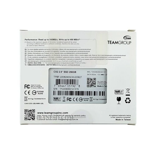 هارد SSD لپ تاپ 256 گیگابایت تیم گروپ Sata 2.5Inch CX2 گارانتی آواژنگ