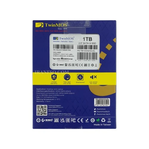 هارد SSD لپ تاپ 1 ترابایت TwinMOS Sata 2.5Inch H2 ULTRA گارانتی سازگار