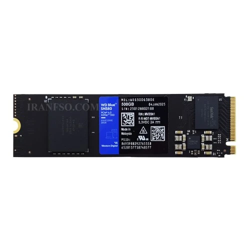 هارد SSD لپ تاپ 500 گیگابایت وسترن WD Blue M.2 NVMe 2280_SN580 گارانتی سازگار