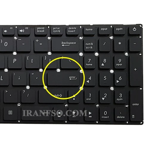 کیبرد لپ تاپ ایسوس X540 مشکی-اینترکوچک بدون فریم به همراه کلید پاور