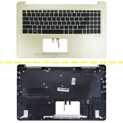 کیبرد لپ تاپ ایسوس VivoBook X580 مشکی-بژ با قاب C اینترکوچک-بابک لایت-بدون فریم با کلید پاور