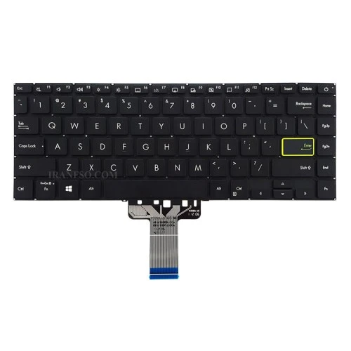 کیبرد لپ تاپ ایسوس VivoBook S433 مشکی-اینترکوچک-بابک لایت-بدون فریم با کلید پاور