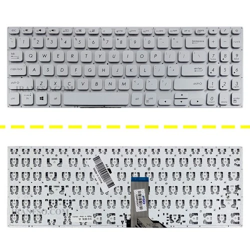 کیبرد لپ تاپ ایسوس VivoBook S15 K530 نقره ای-اینترکوچک بدون فریم به همراه کلید پاور