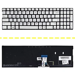 کیبرد لپ تاپ ایسوس ZenBook Flip Q534UX-Q503UA نقره ای-اینترکوچک-بابک لایت-بدون فریم با کلید پاور