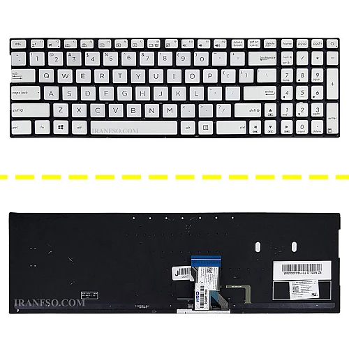 کیبرد لپ تاپ ایسوس ZenBook Flip Q534UX-Q503UA نقره ای-اینترکوچک-بابک لایت-بدون فریم با کلید پاور