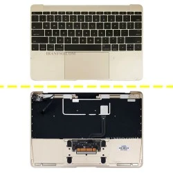 کیبرد لپ تاپ اپل MacBook A1534_2015 مشکی با قاب C طلایی به همراه تاچ پد دست دوم