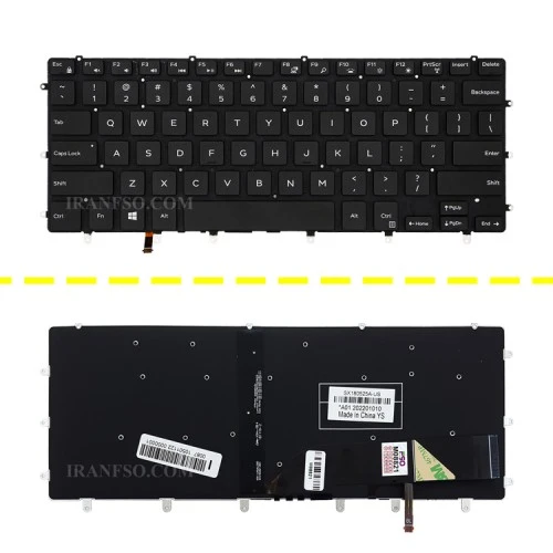 کیبرد لپ تاپ دل XPS 15 9550 مشکی-اینتر کوچک-با بک لایت-بدون فریم