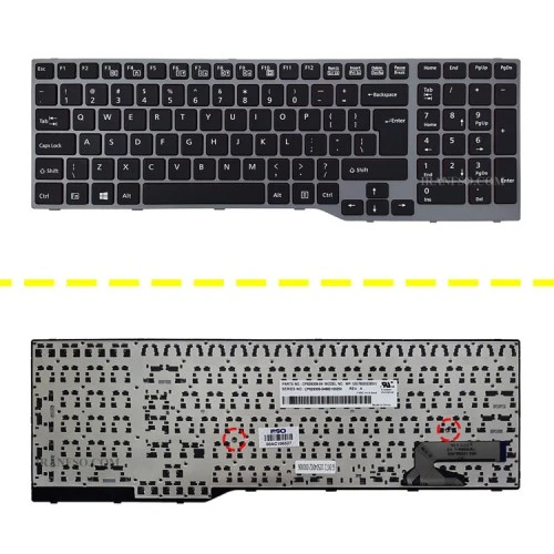 کیبرد لپ تاپ فوجیتسو Lifebook AH544 مشکی با فریم نوک مدادی-جای پیچ پایین
