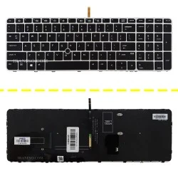 کیبرد لپ تاپ اچ پی EliteBook 850 G3_755 G3 مشکی-با موس با بک لایت-با فریم نقره ای