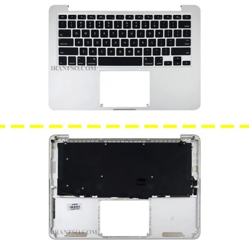 کیبرد لپ تاپ اپل MacBook Pro A1502 مشکی-اینترکوچک-با قاب C سفید خط و خش دار