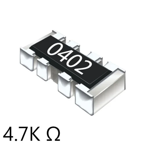 مقاومت آرایه ای 4.7 کیلو اهم 8 پایه 4x0402 پک 20 عددی