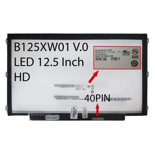 ال ای دی لپ تاپ 12.5 Auo B125XW01 V.0 نازک 40 پین HD