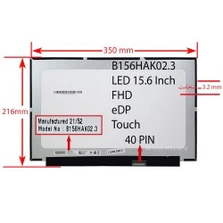 ال ای دی لپ تاپ 15.6 AUO B156HAK02.3_Touch نازک مات 40 پین FHD بدون جاپیچ 350x216x3.2mm
