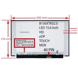 ال ای دی لپ تاپ 15.6 AUO B156XTK02.0_NEW نازک براق 40 پین EDP-Touch بدون جاپیچ 350x216x3.2mm