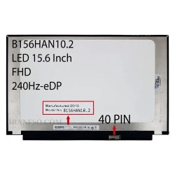 ال ای دی لپ تاپ 15.6 AUO B156HAN10.2 نازک مات 40 پین ریز FHD-EDP-240HZ بدون جاپیچ 350x216x2.4mm دست دوم