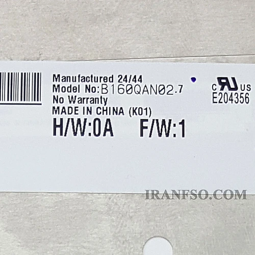 ال ای دی لپ تاپ 16.0 B160QAN02.7 نازک مات 40 پین WQXGA-EDP-165HZ بدون جاپیچ تک پیکسل 349x224x5.2mm برد پشت LED