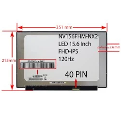 ال ای دی لپ تاپ 15.6 BOE NV156FHM-NX2 نازک مات 40 پین FHD-IPS-EDP-120HZ بدون جاپیچ 351x215x2.6mm