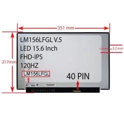 ال ای دی لپ تاپ 15.6 BOE LM156LFGL V.5 نازک مات 40 پین FHD-IPS-EDP-120HZ بدون جاپیچ 351x217x3.2mm