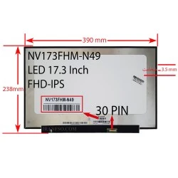 ال ای دی لپ تاپ 17.3 BOE NV173FHM-N49 نازک مات 30 پین FHD-IPS بدون جاپیچ 390x238x3.5mm