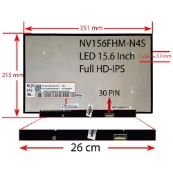 ال ای دی لپ تاپ 15.6 BOE NV156FHM-N4S نازک مات 30 پین FHD-IPS بدون جاپیچ 351x215x3.2mm برد LED 26CM