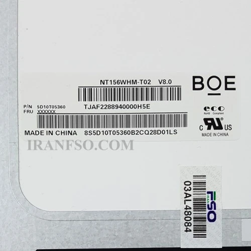 ال ای دی لپ تاپ 15.6 NT156WHM-T02_NEW نازک مات 40 پین ریز EDP-Touch بدون جاپیچ 350x216x3.2mm