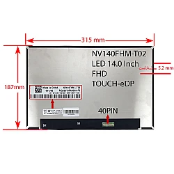 ال ای دی لپ تاپ 14.0 BOE NV140FHM-T02 نازک مات 40 پین FHD-EDP-Touch بدون جاپیچ-تک پیکسل 315x187x5.2mm برد پشت LED