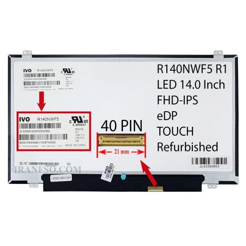 ال ای دی لپ تاپ 14.0 IVO R140NWF5 R1_Touch_Grade A نازک مات 40 پین ریز FHD-IPS-EDP
