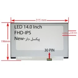 ال ای دی لپ تاپ اینولوکس 14.0 نازک مات 30 پین 315x196x2.8mm Full HD-IPS بدون جا پیچ-NEW پیکسل دار