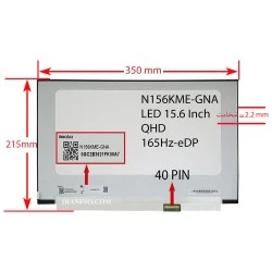 ال ای دی لپ تاپ 15.6 N156KME-GNA_New نازک مات 40 پین QHD-EDP-165Hz بدون جای پیچ 350x215x2.2mm
