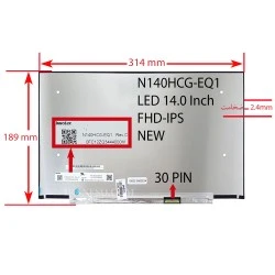 ال ای دی لپ تاپ 14.0 N140HCG-EQ1_NEW نازک مات 30 پین FHD-IPS بدون جاپیچ 314x189x2.4mm