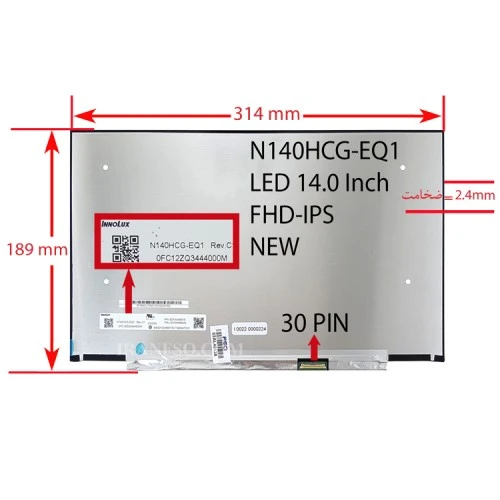ال ای دی لپ تاپ 14.0 N140HCG-EQ1_NEW نازک مات 30 پین FHD-IPS بدون جاپیچ 314x189x2.4mm