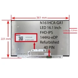 ال ای دی لپ تاپ 16.1 N161HCA-GA1_Grade A نازک مات 40 پین FHD-IPS-EDP-144HZ بدون جاپیچ 361x221x3.2mm