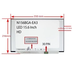 ال ای دی لپ تاپ 15.6 Innolux N156BGA-EA3 REV C6 نازک مات 30 پین HD بدون جاپیچ 350x216x3.2mm