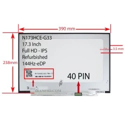 ال ای دی لپ تاپ 17.3 Innolux N173HCE-G33 نازک مات 40 پین FHD-IPS-EDP-144HZ بدون جاپیچ 390x238x3.5mm
