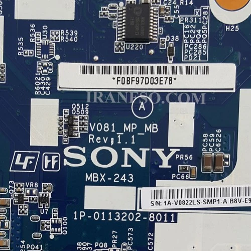 مادربرد لپ تاپ سونی VPCF2 HM65_MBX-243_V081_1P-0113202-8011_3D Support VGA-512MB گرافیک دار