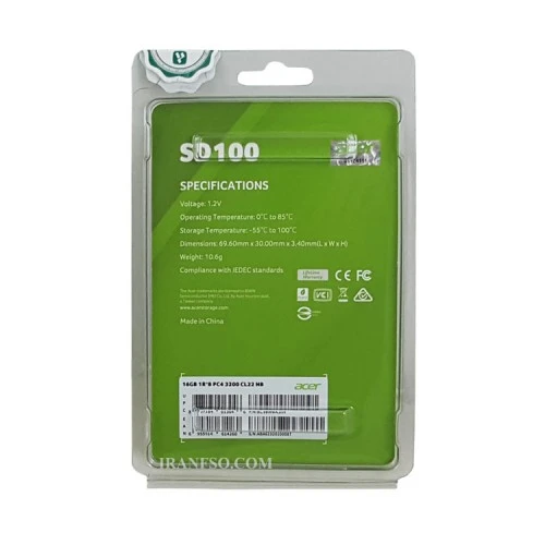 رم لپ تاپ 16 گیگ ایسر DDR4-3200 MHZ 1.2V_SD100 گارانتی آواژنگ