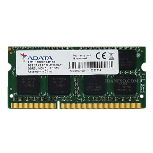 رم لپ تاپ 8 گیگ Adata DDR3-PC3L 1600-12800 MHz 1.35V یک سال گارانتی