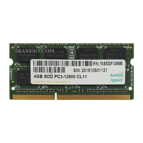 رم لپ تاپ 4 گیگ Apacer DDR3-1600-12800 MHz 1.5V شش ماه گارانتی