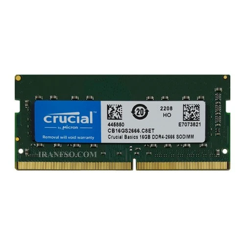 رم لپ تاپ 16 گیگ Crucial DDR4-2666 MHZ 1.2V یکسال گارانتی حامی