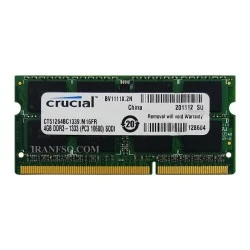رم لپ تاپ 4 گیگ Crucial DDR3-1333-10600 MHz 1.5V یک سال گارانتی