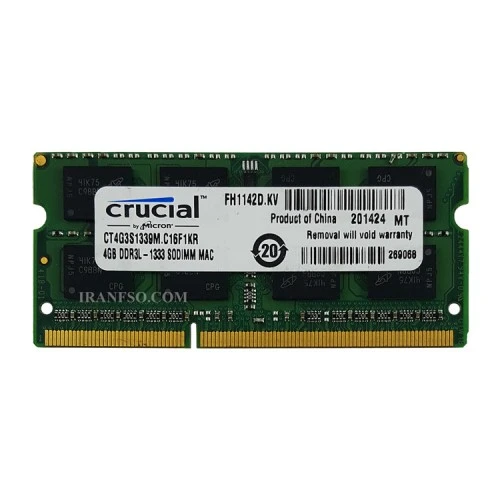 رم لپ تاپ 4 گیگ Crucial DDR3-PC3L-1333-10600 MHZ 1.35V سه ماه گارانتی