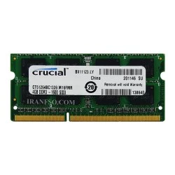 رم لپ تاپ 4 گیگ Crucial DDR3 1600-12800 MHz 1.5V یک سال گارانتی