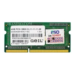 رم لپ تاپ 4 گیگ Geil DDR3-PC3L-1600-12800 MHZ 1.35V