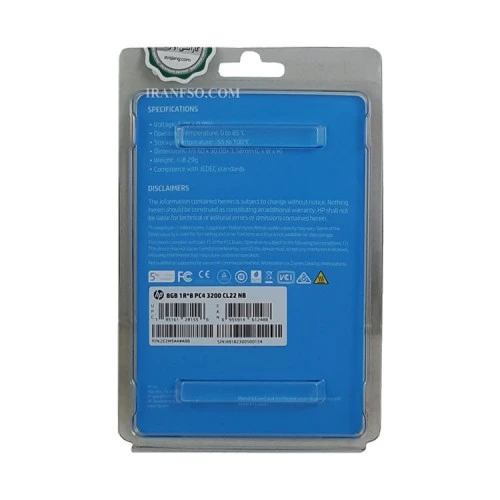 رم لپ تاپ 8 گیگ اچ پی DDR4-3200 MHZ 1.2V گارانتی آواژنگ