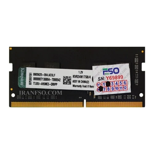 رم لپ تاپ 4 گیگ Kingston DDR4-2400 MHZ 1.2V سه ماه گارانتی