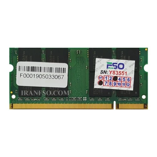 رم لپ تاپ 2 گیگ Kingston DDR2-800-6400 MHZ 1.8V سه ماه گارانتی