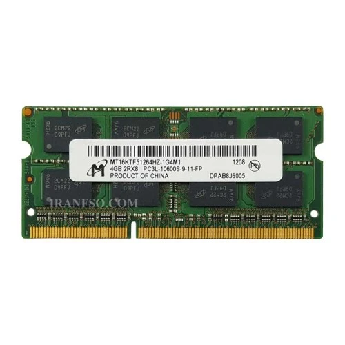 رم لپ تاپ 4 گیگ Micron Technology DDR3-PC3L-1333-10600 MHZ 1.35V سه ماه گارانتی