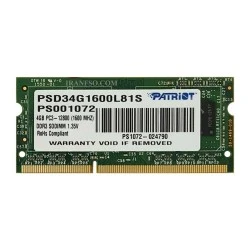 رم لپ تاپ 4 گیگ Patriot DDR3-PC3L-1600-12800 MHZ 1.35V