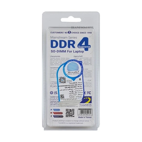 رم لپ تاپ 8 گیگ TwinMOS DDR4-2666 MHz 1.2V گارانتی سازگار